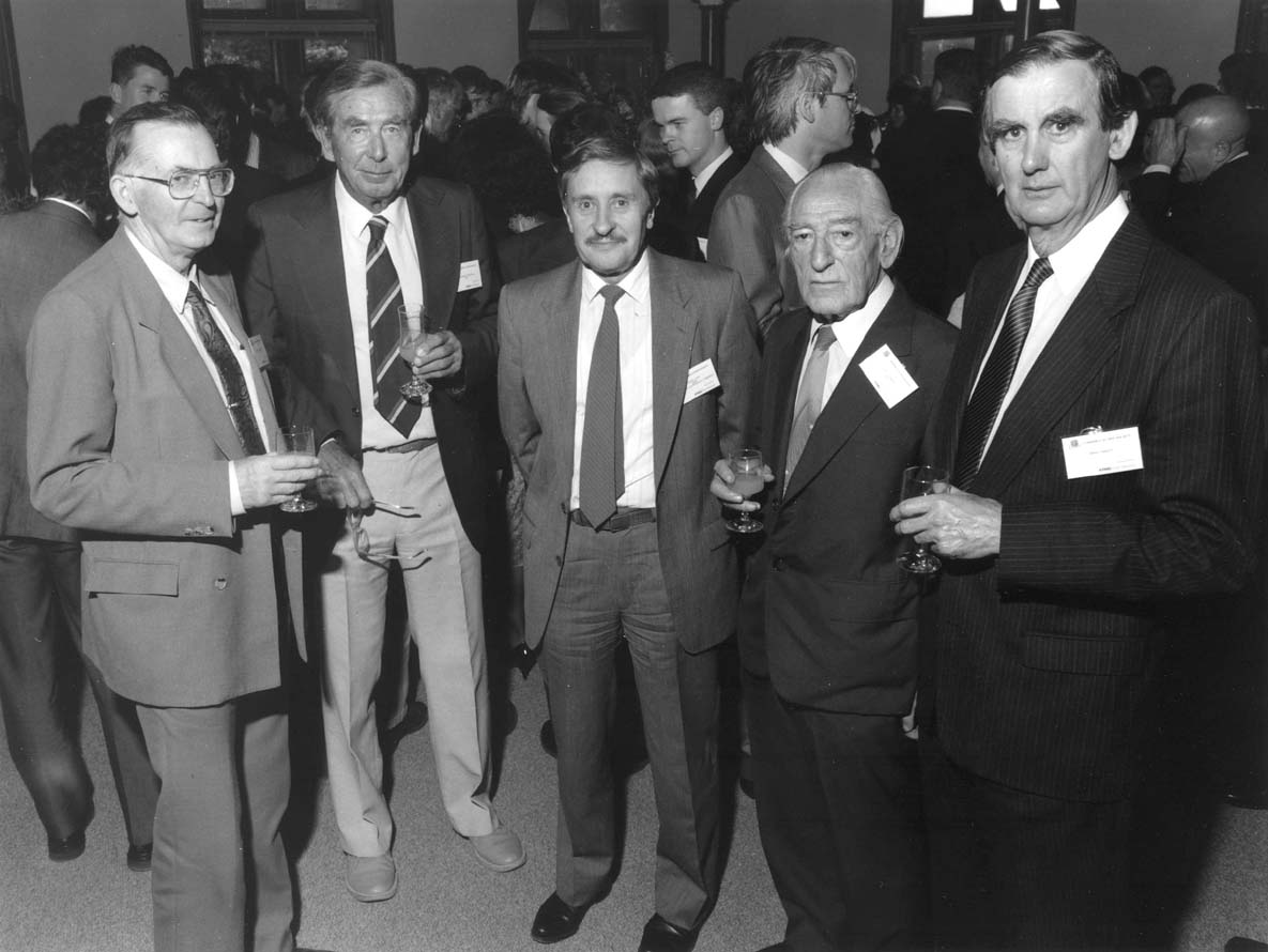 Accounting Professor Lou Goldberg (second from right), with other Commerce alumni, including Professor Peter Lloyd (centre)
