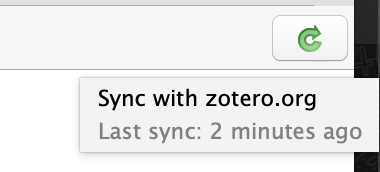 image showing the sync function in Zotero
