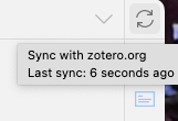 image showing the sync function in Zotero