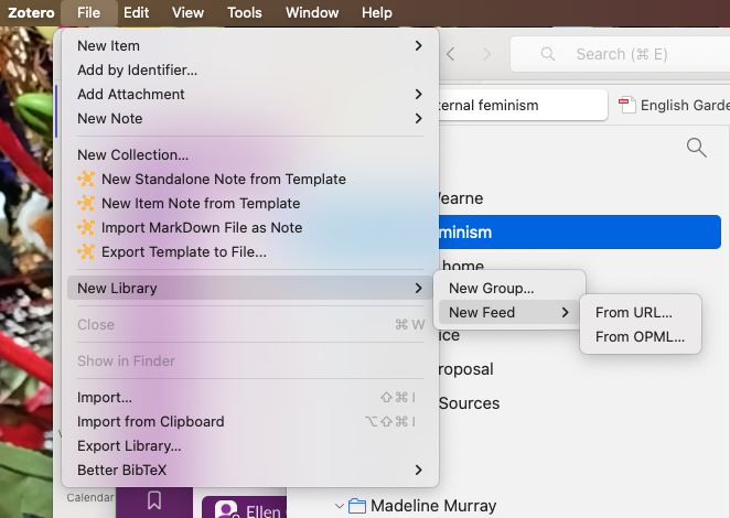 screenshot of the new library - new feed - from URL