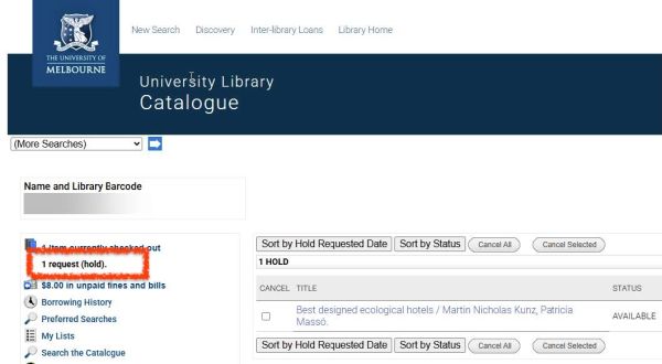 Navigate to the Holds/Requests section