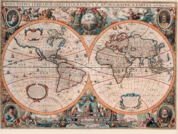 Double hemispherical map of the world, 1630