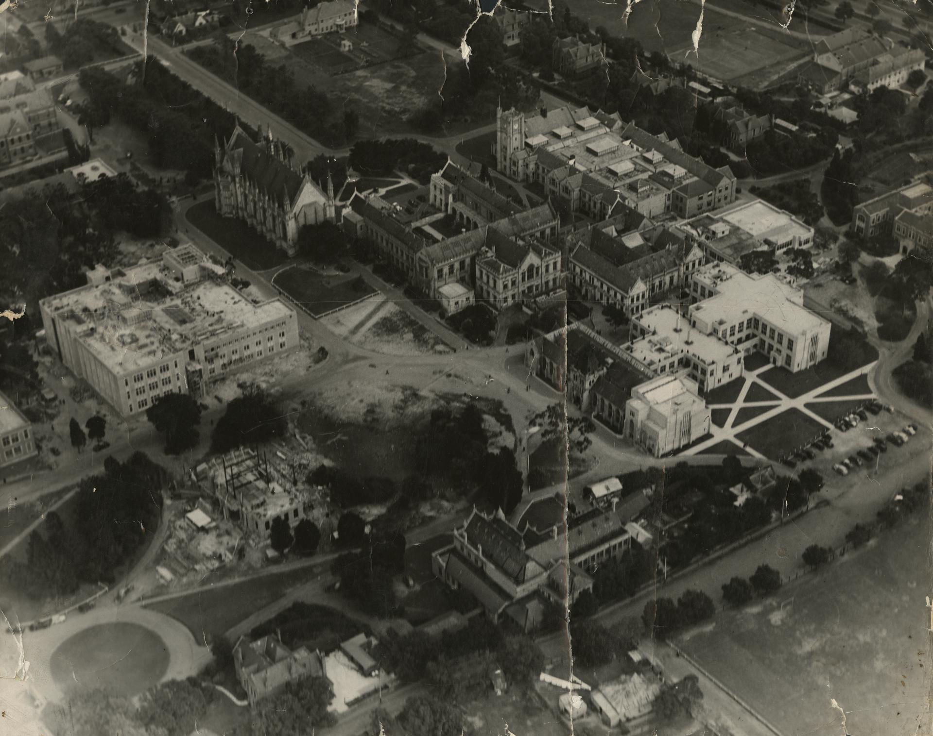 Aerial view of University of Melbourne, c1938