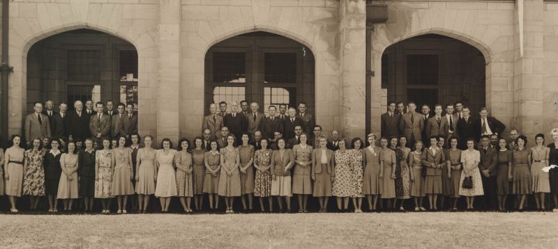 Administrative and Office Staff group photo, University of Melbourne, 1948. University of Melbourne Photographs Collection, 2017.0071.00007
