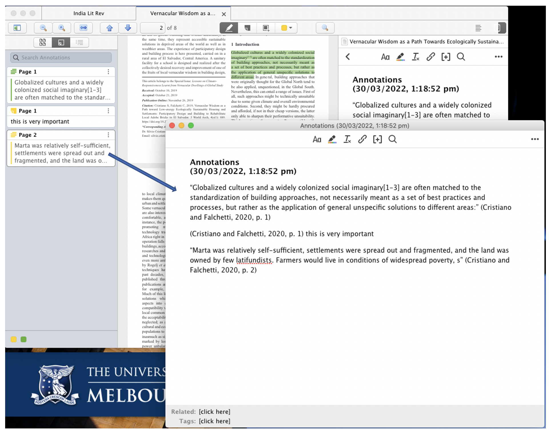 add annotation to a note open in a separate window