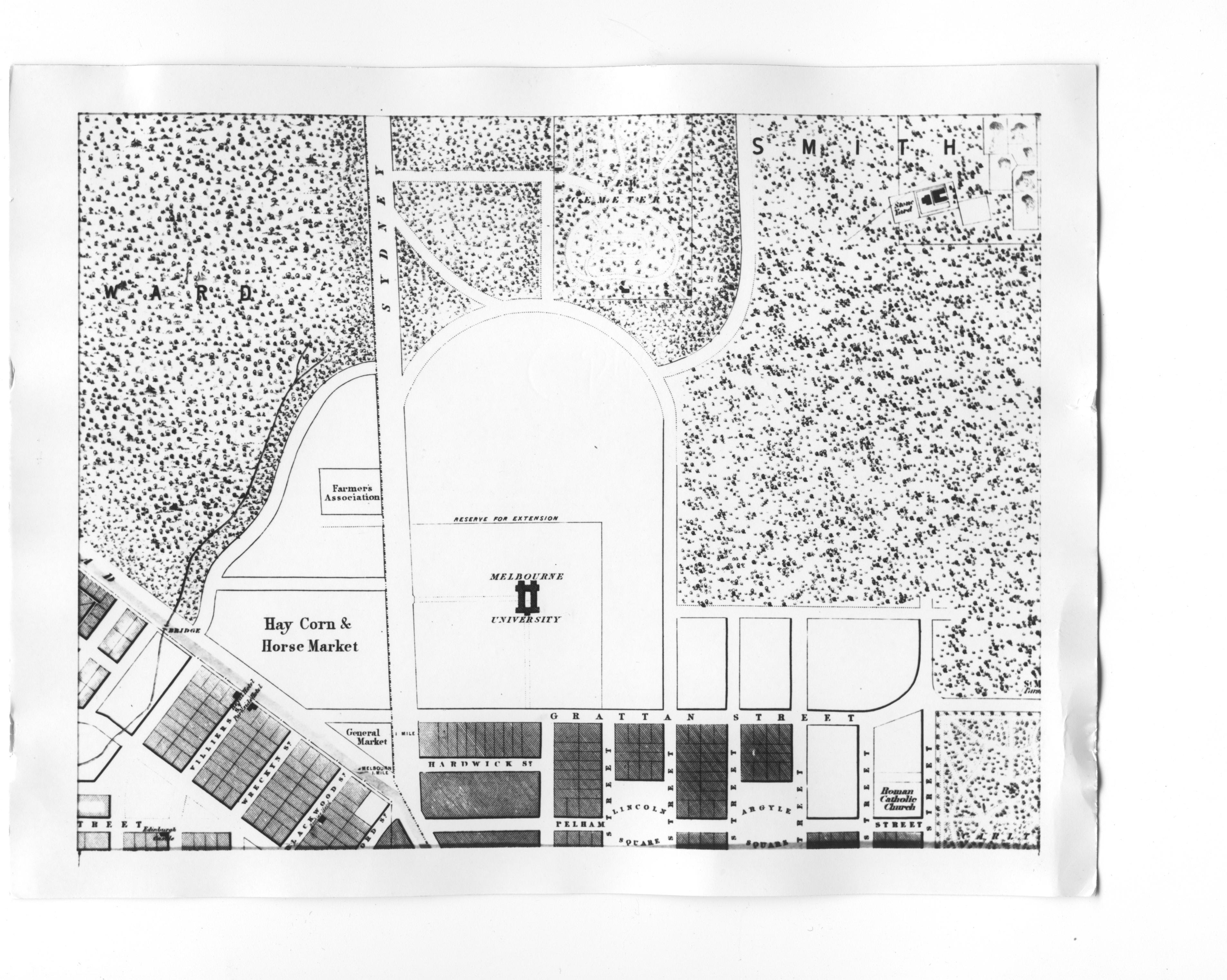 1855 locality plan with original University building
