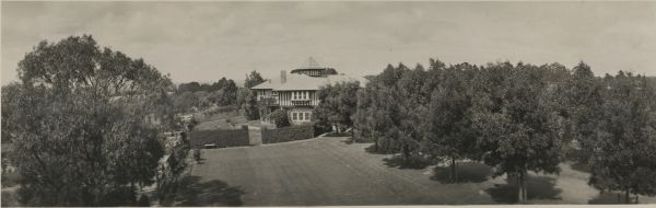 Panoramic view of Westerfield House and grounds