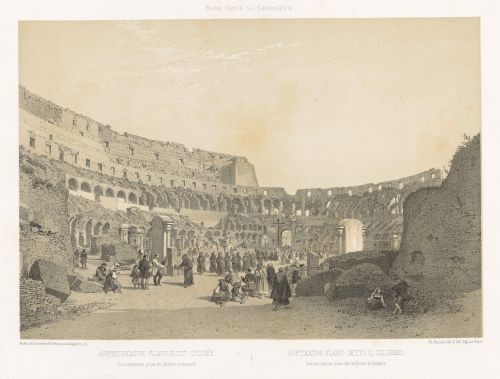 Flavian Amphitheatre known as the Coliseum. Interior view taken from the main entrance.