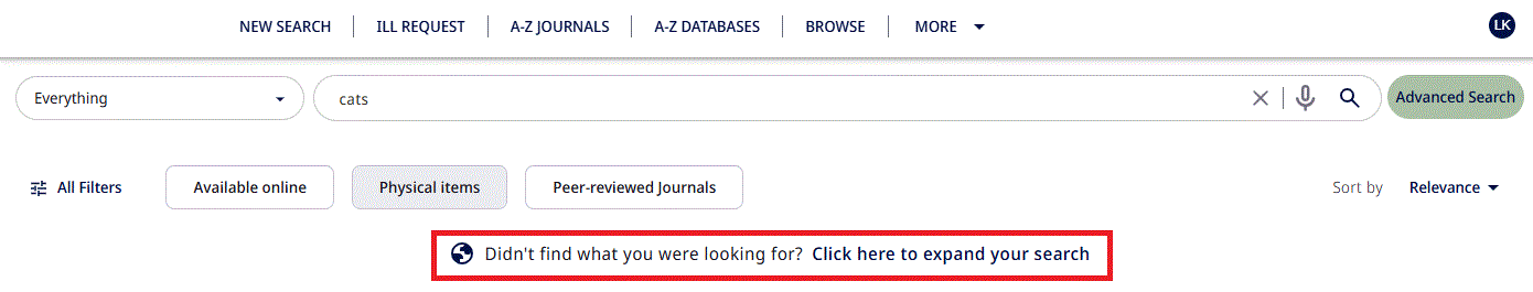 Expand your search link