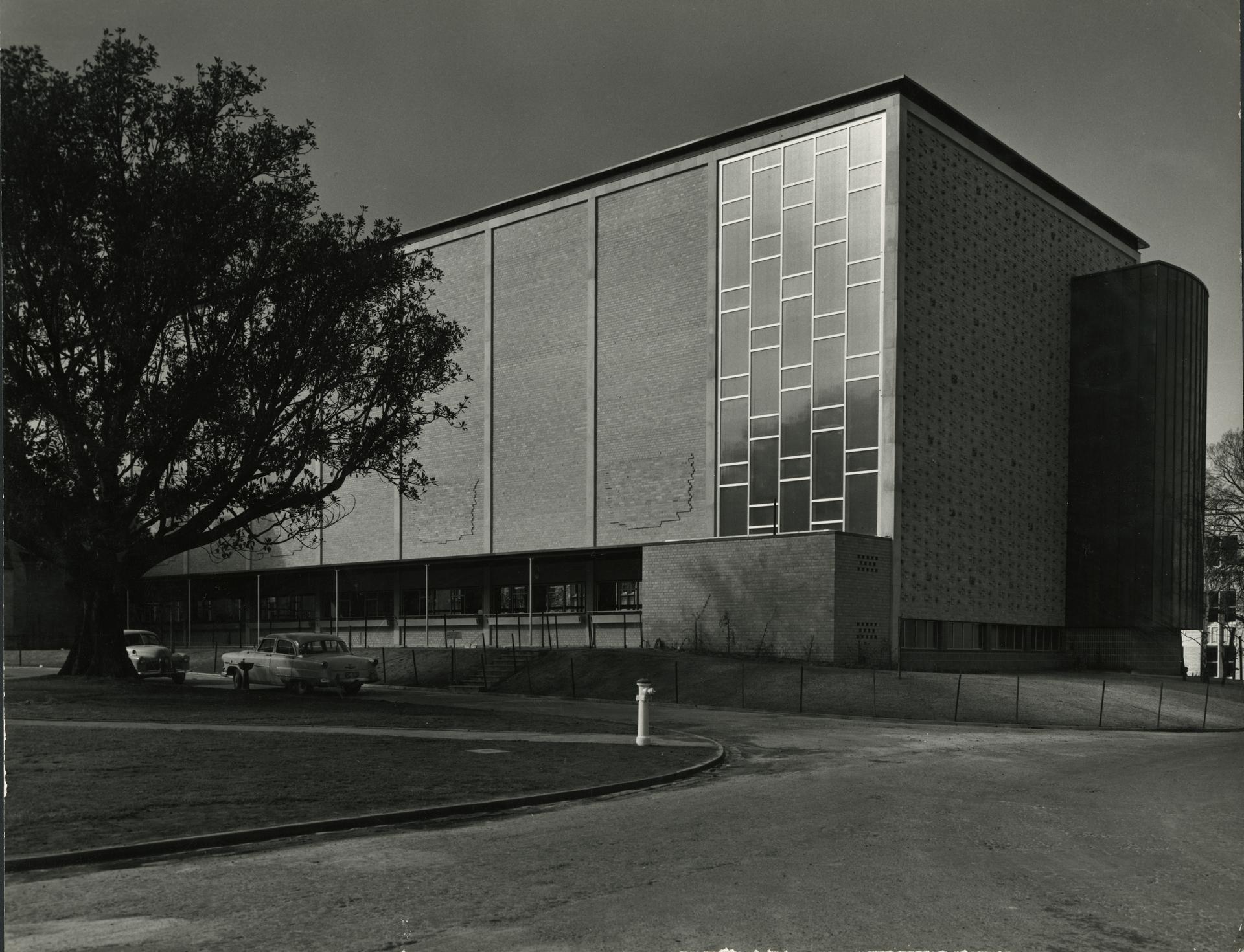Exterior New Wilson Hall from the south, c1956