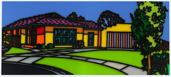 House and Garden, Western Suburbs, Melbourne (1988), by Howard Arkley. © The Estate of Howard Arkley.Image courtesy of Kalli Rolfe Contemporary Art.