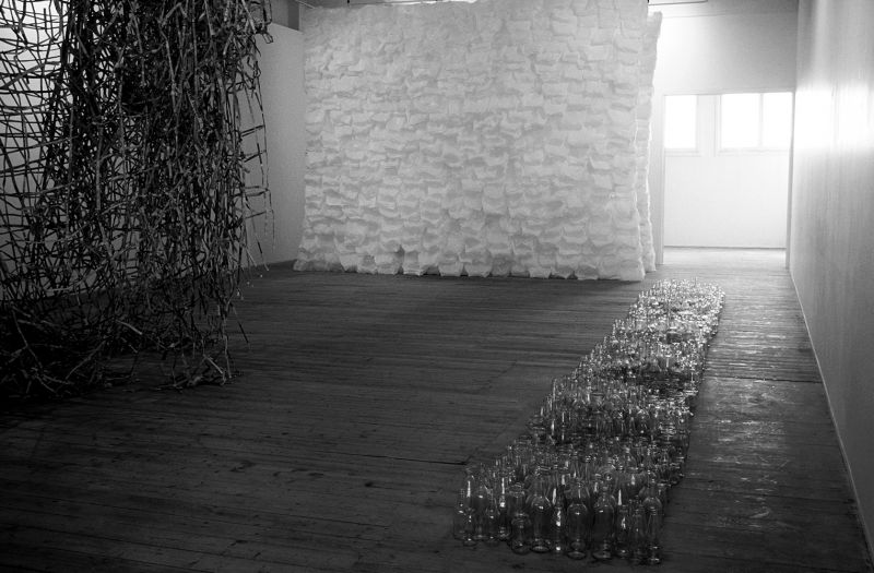 Lauren Berkowitz, Bottles, 1994. Glass jars and bottles. 8D x 1Wm. Karyn Lovegrove Gallery, Melbourne. Photo: Steve Farrelly.