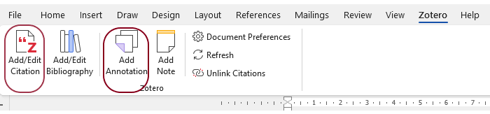 WP Zotero plugin Add citation and add annotation icons via the Zotero Word Processor plug in.