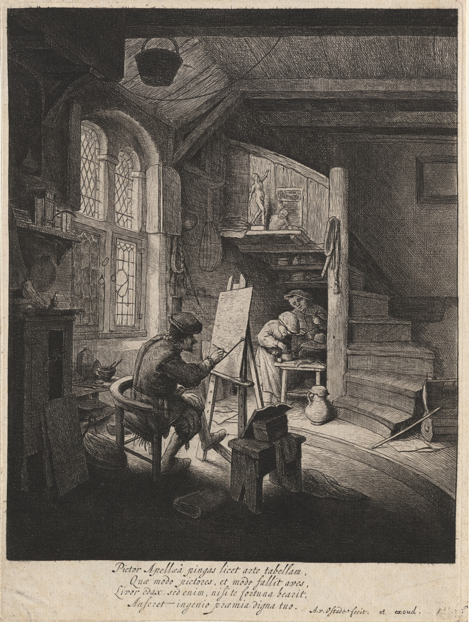 Ostade, Adriaen Van (Etcher, 1610-85) The Painter (c.1647) etching and drypoint plate 23.4 x 17.4 1979.2050.000.000 Baillieu Library Collection, the University of Melbourne.