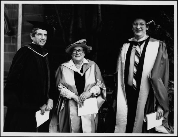 Photograph of Dr Brian James, Miss Diana Dyason and Professor Rod Home, University of Melbourne. Medi and Publications Services Office, 2003.0003.01200