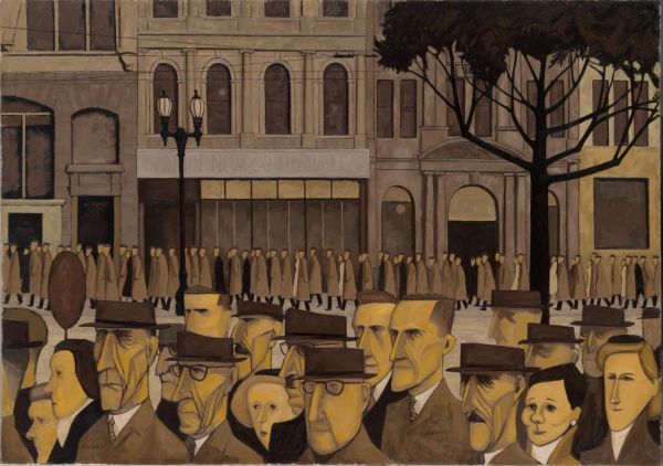 John Brack, Collins St, 5p.m. (1955). Image courtesy of National Gallery of Victoria