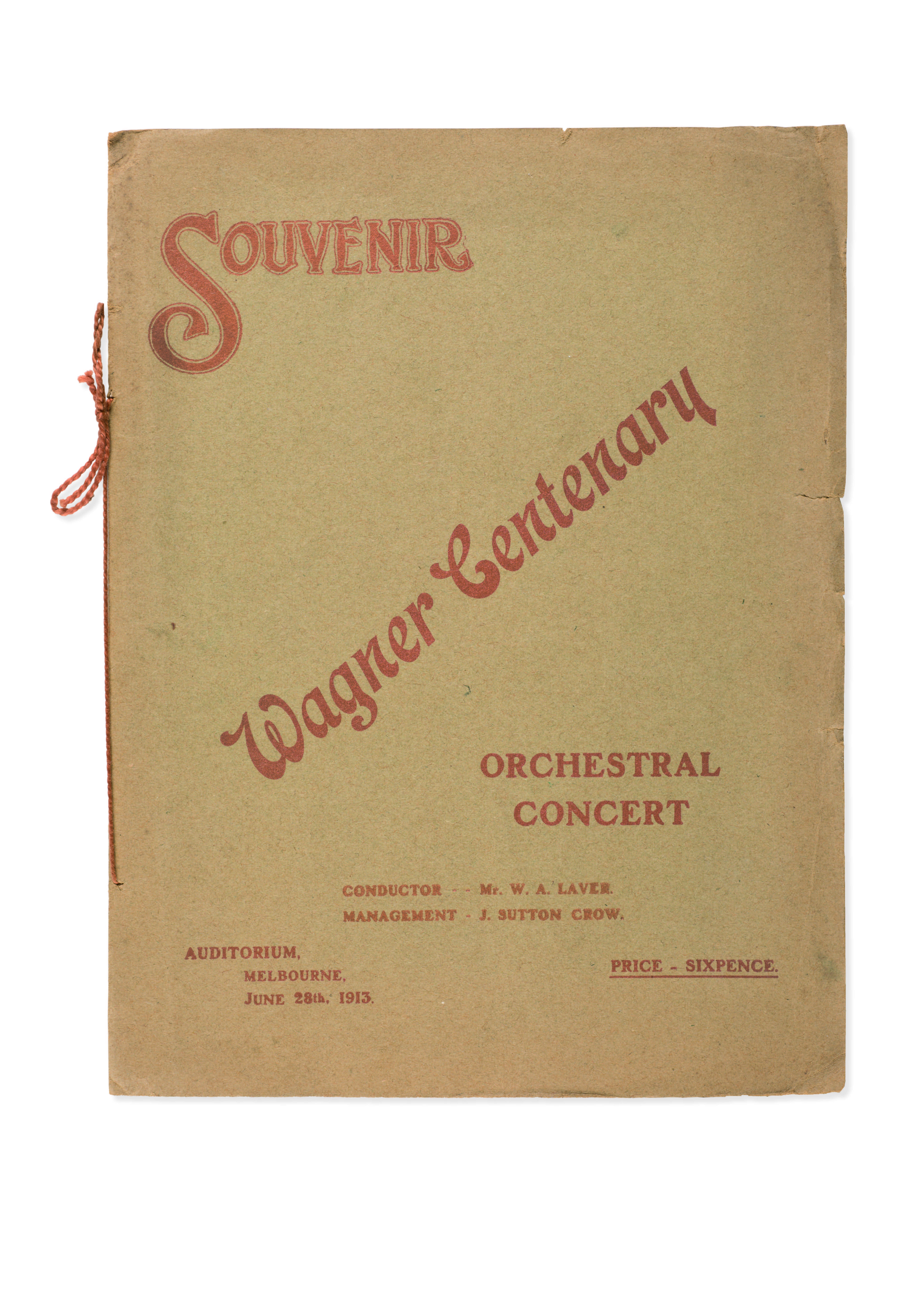Brown paper cover musical concert program, early 20th Century