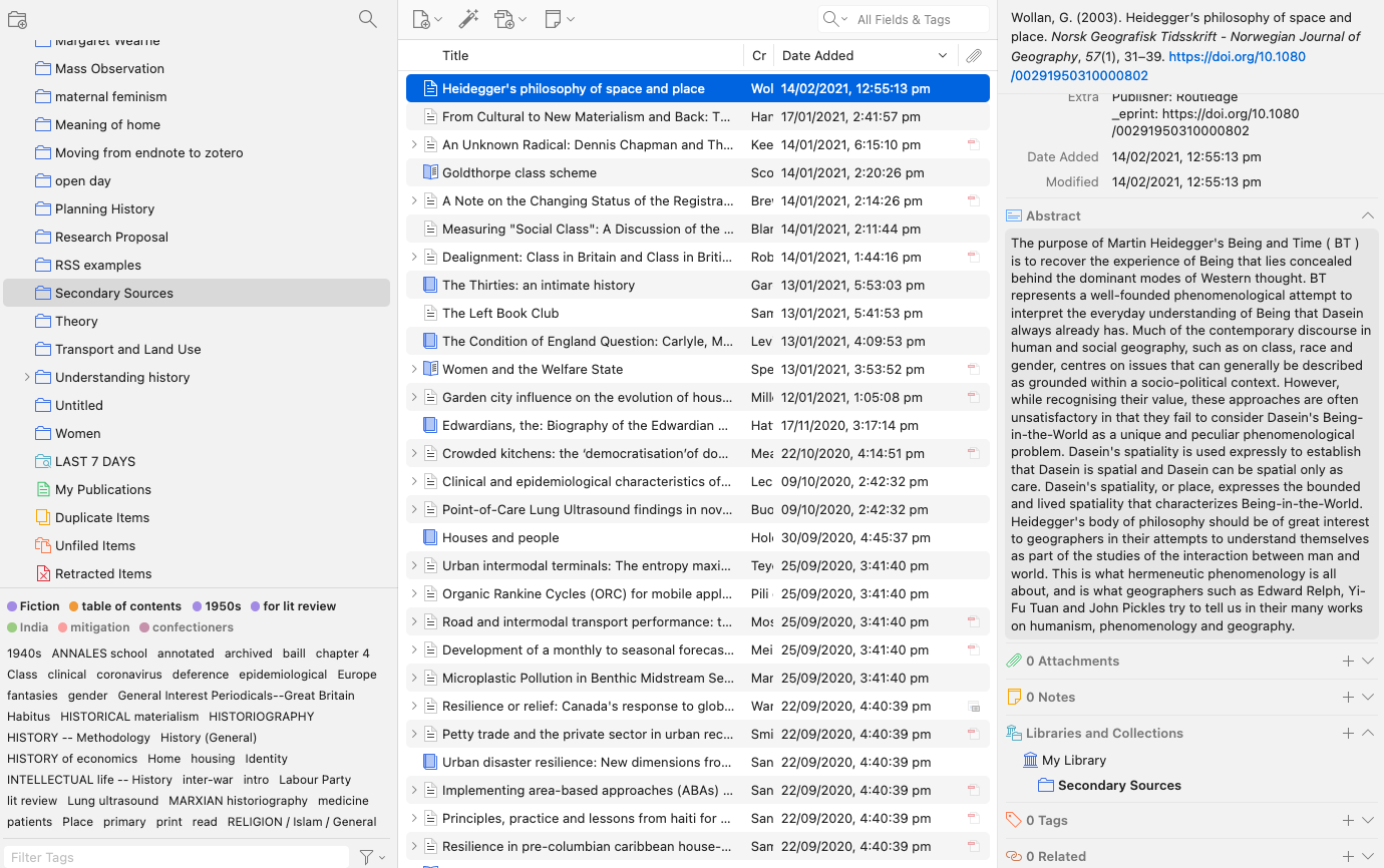 screenshot of a Zotero record with abstract for screening