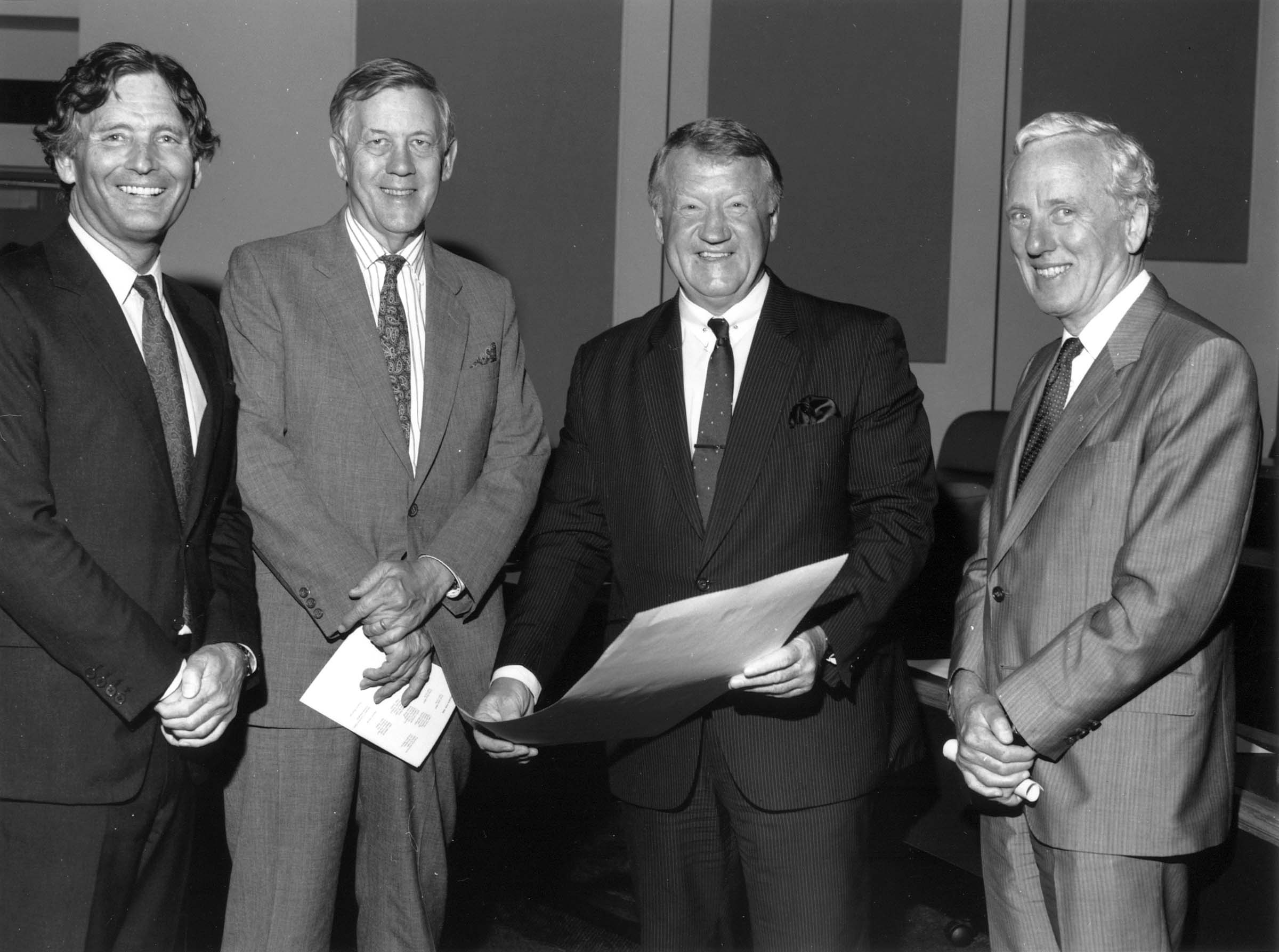 Professor John Rose, Sir Edward Woodward, N.R. (Nobby) Clark and Professor David Penington
