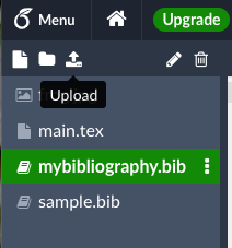 upload an existing bibliography file by clicking on the upload icon at the top left of the screen