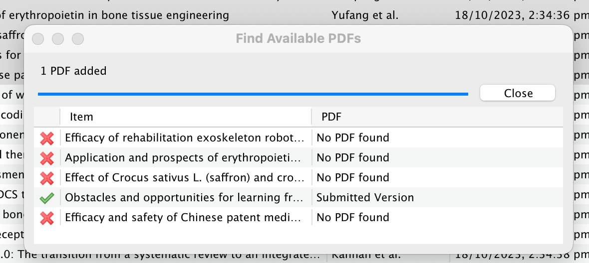 screenshot of PDFs found via find available PDFs