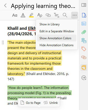 Zotero annotation colours
