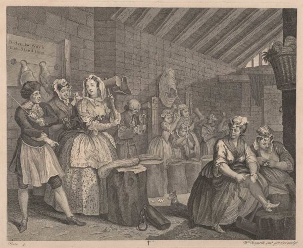 Hogarth, William (1697-1764) In Bridewell (1732) etching, engraving image 30.2cm (H) x 37.5cm (W) plate 32.0cm (H) x 38.7cm (W) sheet 46.2cm (H) x 57.9cm (W) 1959.2603.000.000 Baillieu Library Print Collection, the University of Melbourne. Gift of Dr J. Orde Poynton 1959.