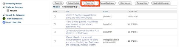 Click Export List.  