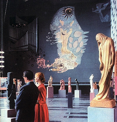 Interior Wilson Hall as an exhibition space, 1957