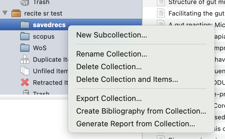 screen shot of how to rename a collection in ZOtero