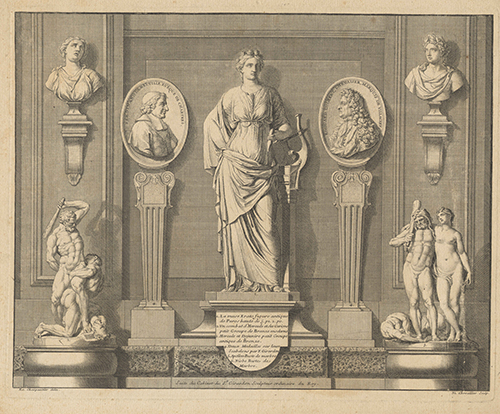 View of gallery of antique sculptures in the Louvre