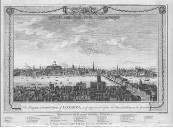 A map of London, before the Great Fire in 1666
