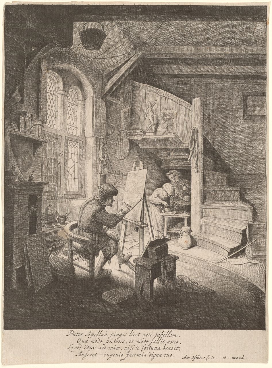 Adriaen van Ostade (Dutch, 1610-1685) The Painter (c. 1647) Etching and drypoint; eleventh state Acquired 1979 1979.2050 Baillieu Library Print Collection