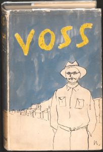 Book cover with blue background, illustration of a men with 'Voss' in yellow lettering