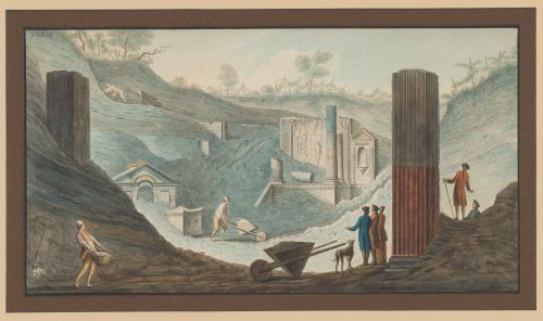 The excavation of the Temple of Isis in Pompeii
