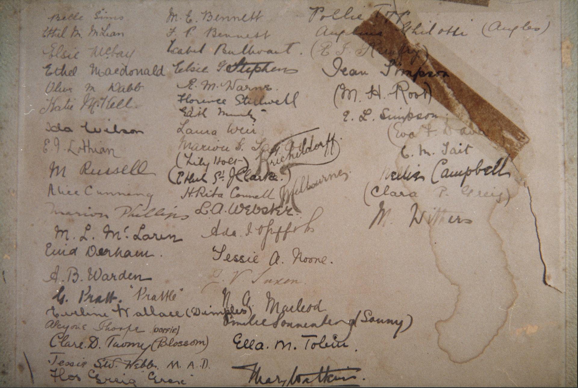 Signatures of women students, 1902