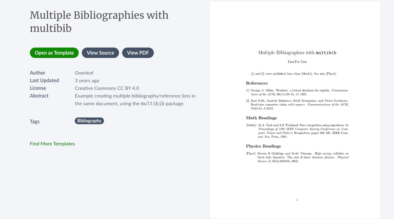 Sample bibliography template
