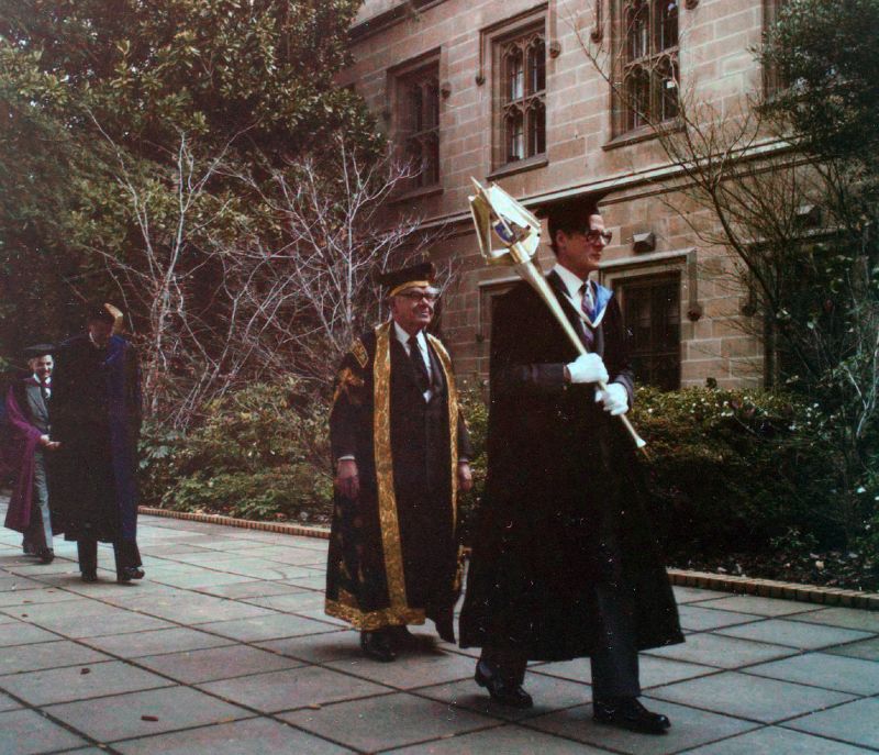 Installation of the Chancellor, University of Melbourne, 1980, University of Melbourne Photographs Collection, 1981.0026.00021