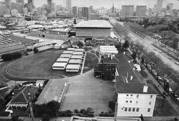 Aerial shot of the VCA, c.mid-1970s, before the School of Music building was constructed.